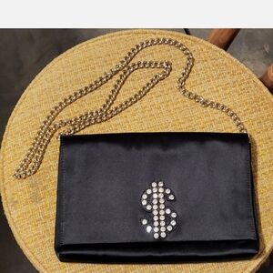 Kate Spade Black Satin "Place Your Bets Gena" Clutch